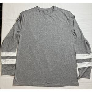 T-Shirt Women's Large Light Grey w/White Stripes Long Sleeve